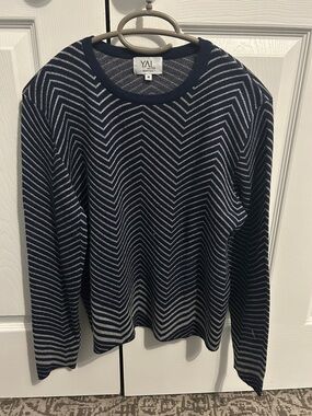 Navy and Silver Chevron Knit Sweater